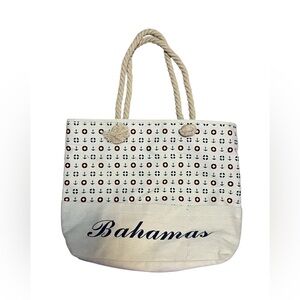 Bahamas White and Navy Tote Bag